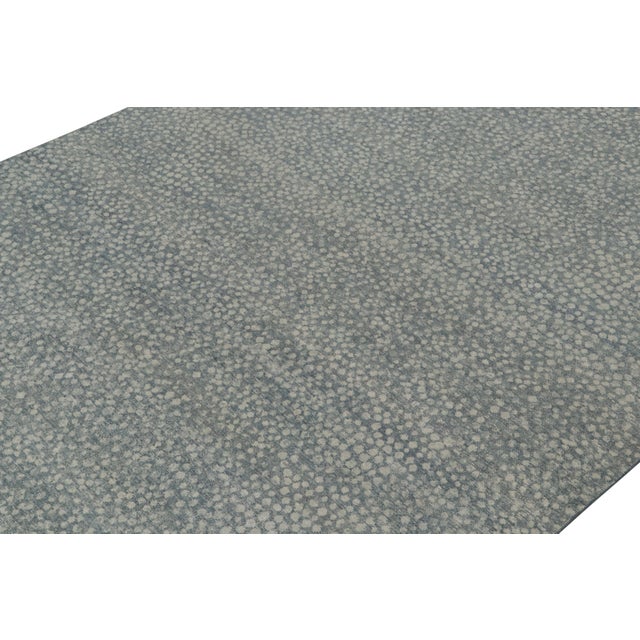 Rug & Kilim’s Distressed Style Abstract Rug in Blue With Gray Dots Pattern For Sale In New York - Image 6 of 7