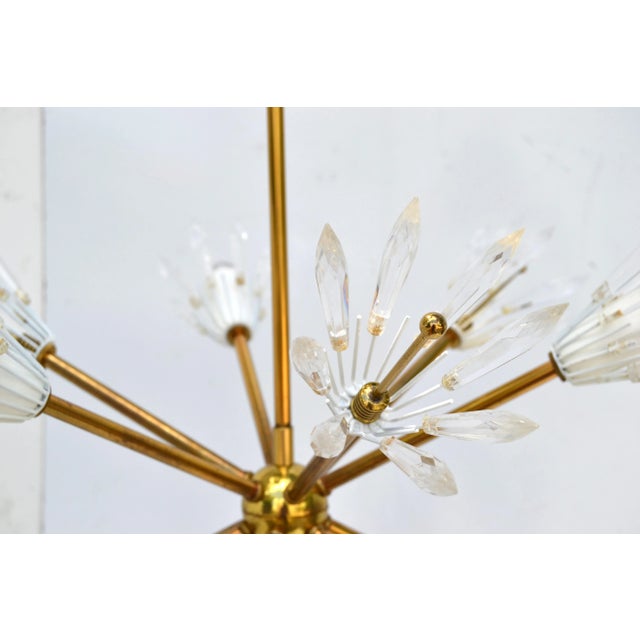1950s Emil Stejnar Austria Six Light Brass Blown Glass Flush Mount Sputnik Orbit, 1950 For Sale - Image 5 of 13