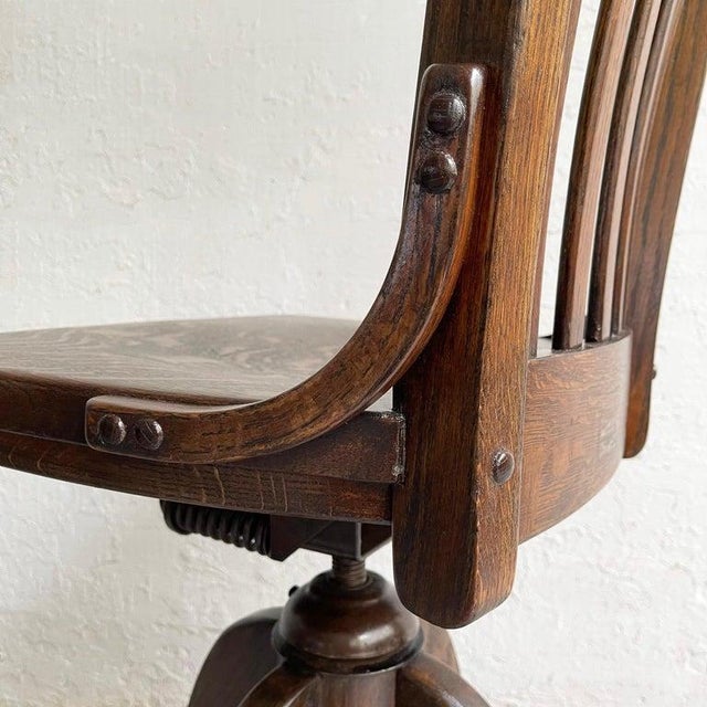 1940s Oak Craftsman Architect Drafting Stool For Sale - Image 10 of 12