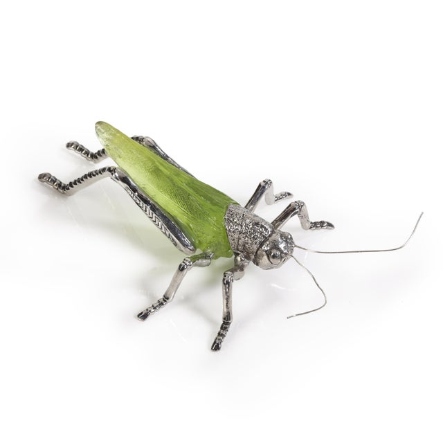 Edward Cathony Decorative Green Grasshopper Figurines, Set of 2 For Sale - Image 4 of 4