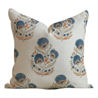 Block Print Viscose Linen Pillow Cover 26x26 Inch-Mohini For Sale