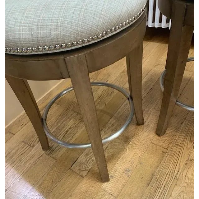 Traditional Set of 4 Kravet Tibet Swivel Counter Stools For Sale - Image 3 of 7