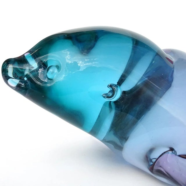 Figurative Vintage Murano Seguso Vetri d'Arte Sommerso Red Aqua Blue Purple Italian Art Glass Mom Baby Seals Sculpture For Sale - Image 3 of 11