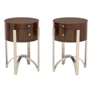 Pair of Michael Berman Zebra Wood Bedside Tables For Sale