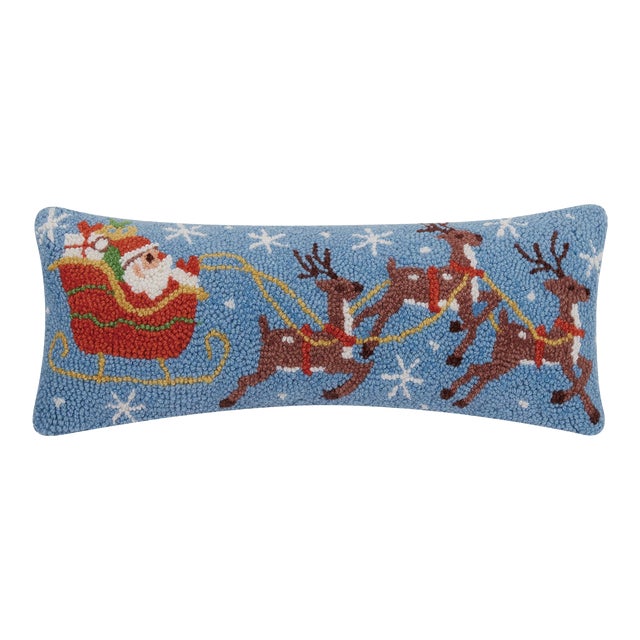 Santa's Reindeer Hook Pillow 8" x 20" For Sale