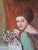 English Original Lady & Dog Portrait Painting Bridgerton Style Signed For Sale - Image 3 of 10