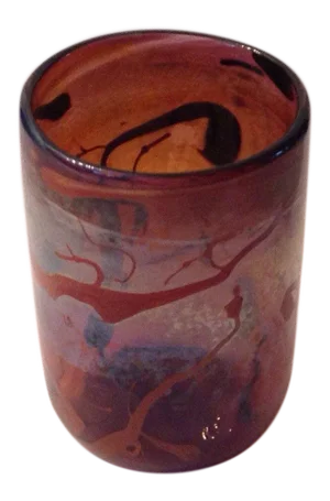 Vintage Peter Vanderlaan Art Glass Vase Signed