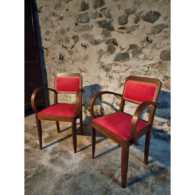 1930s French Art Deco Beech Armchairs, 1930s, Set of 2 For Sale - Image 5 of 17