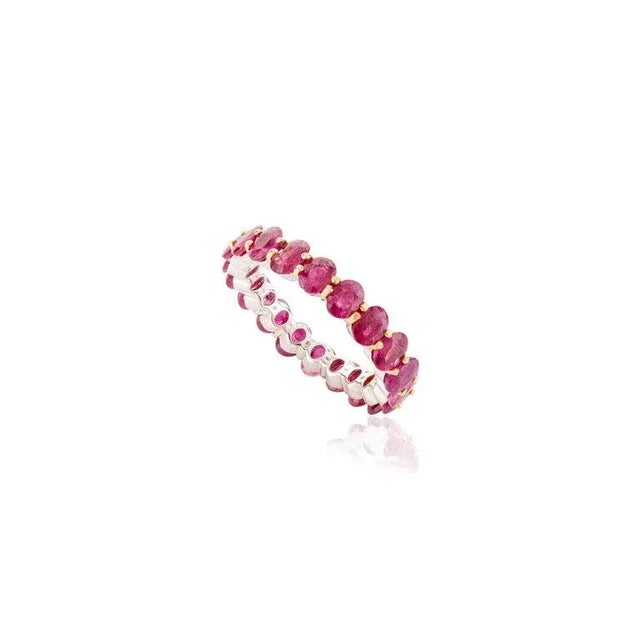 Not Yet Made - Made To Order 4.67 Carat Ruby Eternity Band Ring in 14k White Gold Size 7 For Sale - Image 5 of 12