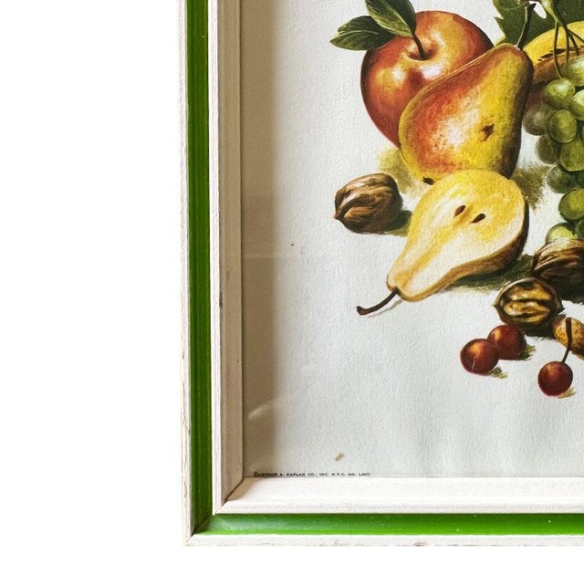 Mid-Century Modern Vintage Mid Century Framed Fruit Print With Green Frame R. F. Harnett For Sale - Image 3 of 4