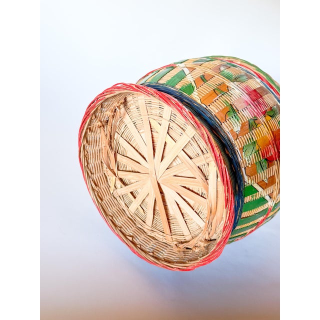 Vintage Folk Art Chinese Wedding Basket, Hand Painted For Sale In Dallas - Image 6 of 12