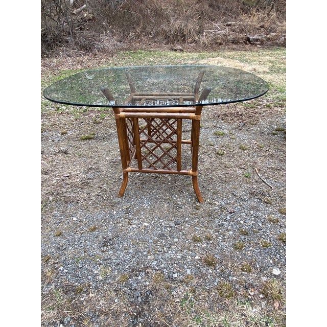 Vintage Rattan Bamboo Dining Table and 4 Chairs For Sale - Image 4 of 8