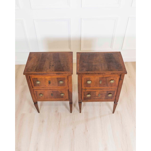 Brown Pair of 18th Century Tuscan Louis XVI Bedside Tables For Sale - Image 8 of 9