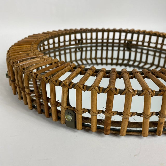 Modern Vintage Round Rattan Mirror by Matt Carr for Umbra For Sale - Image 3 of 7