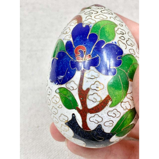 Wood Vintage Cloisonné Egg With Stand For Sale - Image 7 of 10