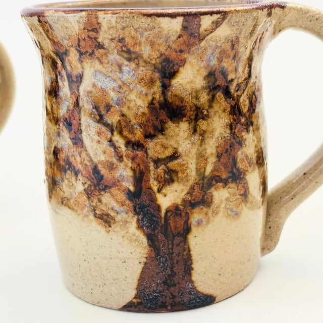 Vintage Studio Pottery Tree Mugs - Set of 2 For Sale In San Francisco - Image 6 of 12