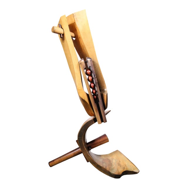 Mid-Century Modernist Hand Carved Walnut & Oak Dowel Pierced Amorphic Sculpture For Sale