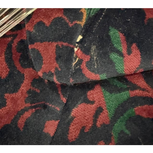 1970s Set of Vintage Patterned Velvet Sofa and Two Coordinating Club Chairs For Sale - Image 5 of 14