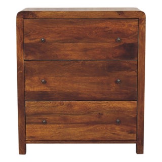 Chestnut-Finish Mango Wood 3-Drawer Dresser For Sale