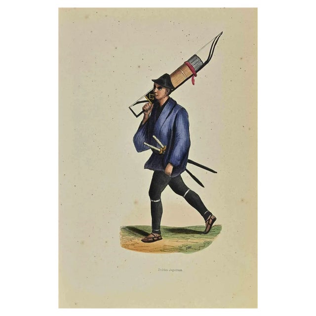 Auguste Wahlen, Japanese Soldier, Lithograph, 1844 For Sale