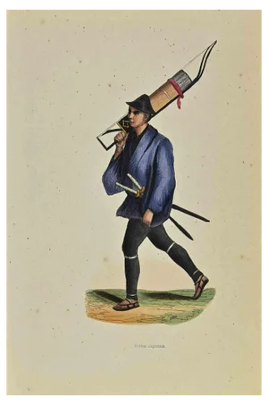 Auguste Wahlen, Japanese Soldier, Lithograph, 1844