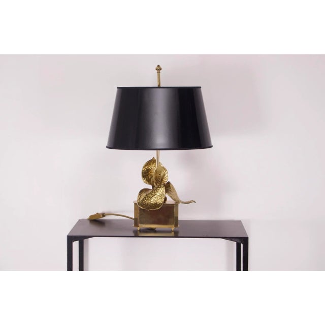 Anthurium Lamp in Gilded Brass from Maison Charles, 1970s For Sale - Image 4 of 11