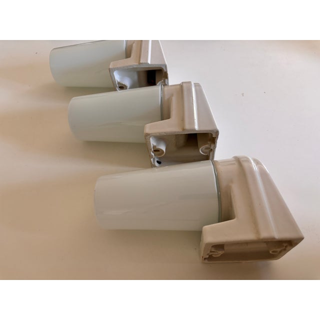 White Porcelain & Opaline Glass Model 6080 Wall Lights by Sigvard Bernadotte for Ifö, 1960s, Set of 3 For Sale - Image 6 of 11