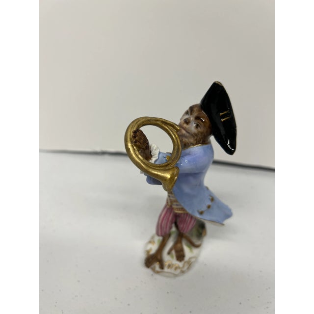19th Century 19th Century Meissen Monkey Band French Horn Player Member Figurine For Sale - Image 5 of 10