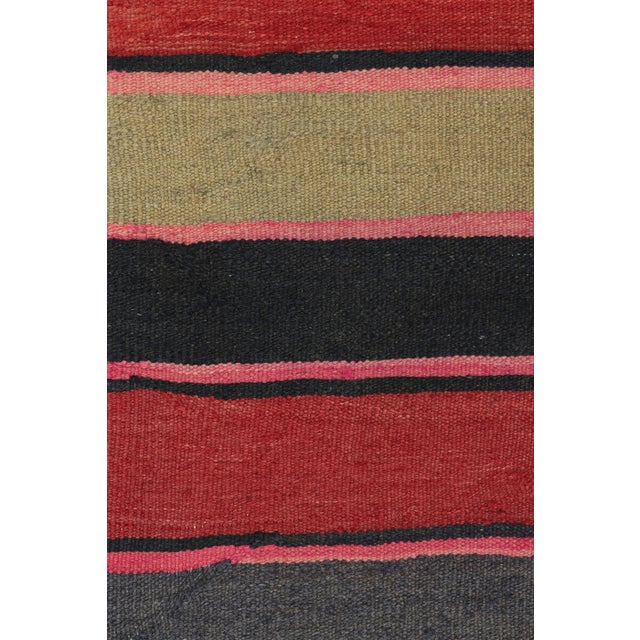 1950s Vintage Shahsavan Persian Kilim in Red With Multicolor Stripes, From Rug & Kilim For Sale - Image 5 of 7