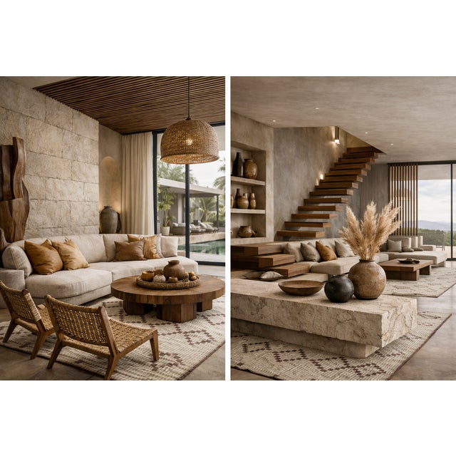 Handwoven Tuareg rug, originating from Mauritania. Made from natural plant fibers and structured with leather strips, this...