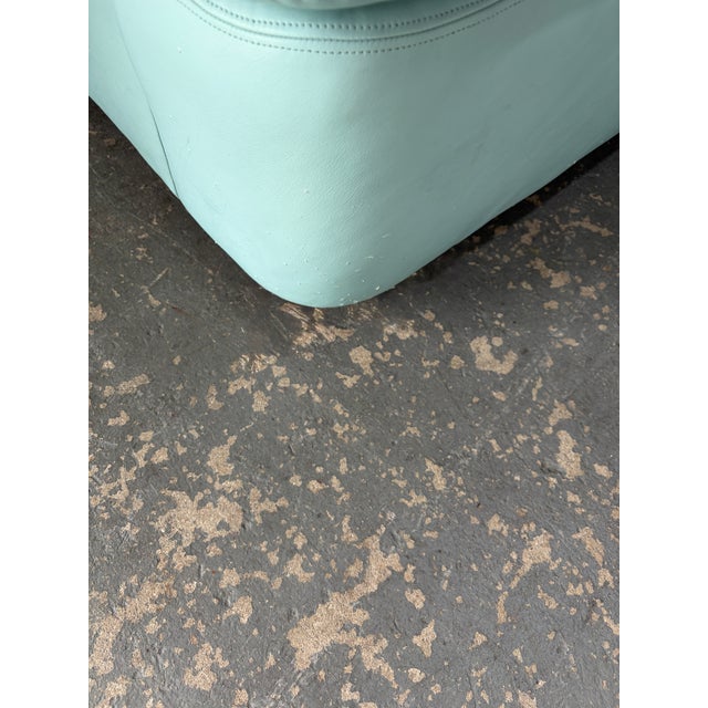 Postmodern Teal Leather Loveseat by Directional Furniture. Circa 1980s. For Sale - Image 15 of 18
