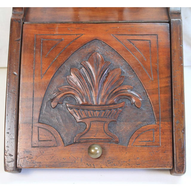 Brown Antique 19th Century English Carved Walnut & Brass Coal Scuttle For Sale - Image 8 of 12