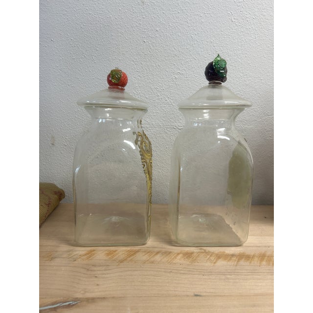 Rustic European Antique Murano Glass Pharmacy / Apothecary Canisters, a Pair For Sale - Image 3 of 12