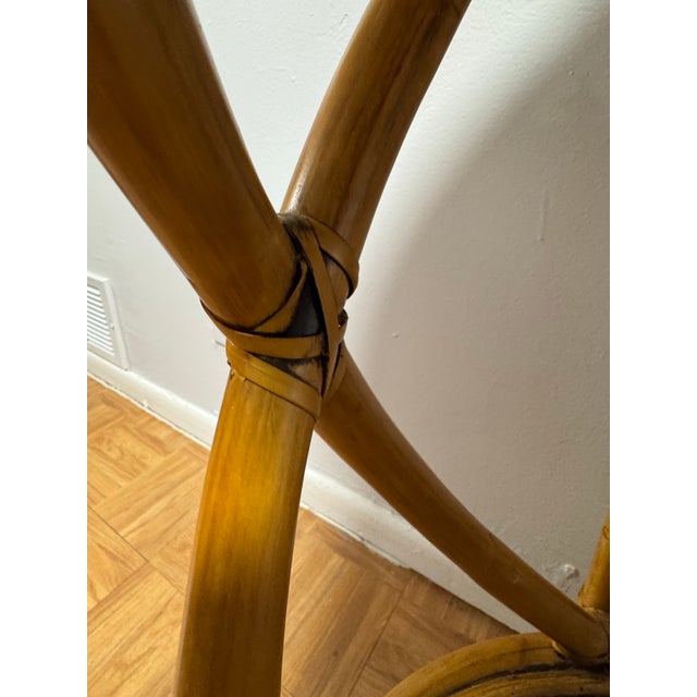 Vintage Rattan Bamboo Two-Tier Oval Serving Table With Removable Tray Top For Sale - Image 9 of 10