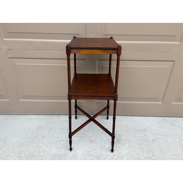 Early 20th Century Berkey & Gay Mahogany Faux Bamboo Two-Tier Side Table For Sale - Image 11 of 14
