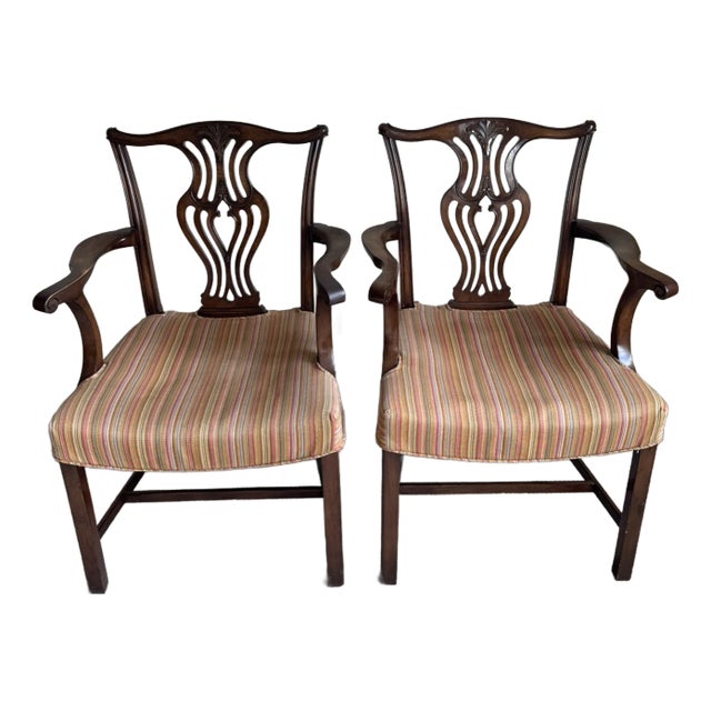 Mid 20th Century Pair of Chippendale Arm Chairs For Sale