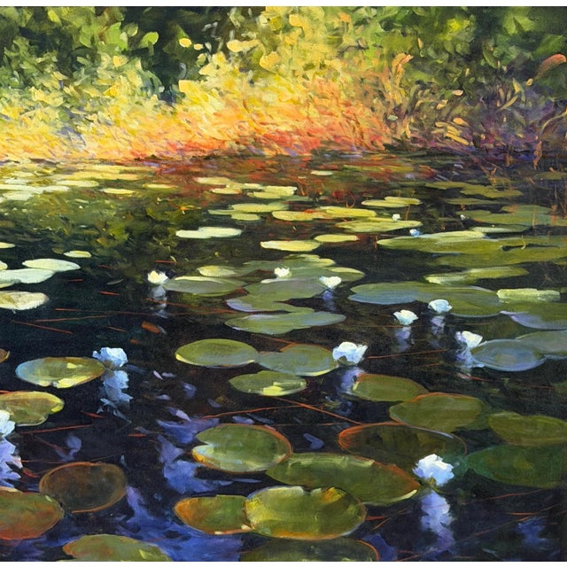 Barbara Applegate (American, b. 1954) Impressionist Water Lilies For Sale - Image 14 of 15