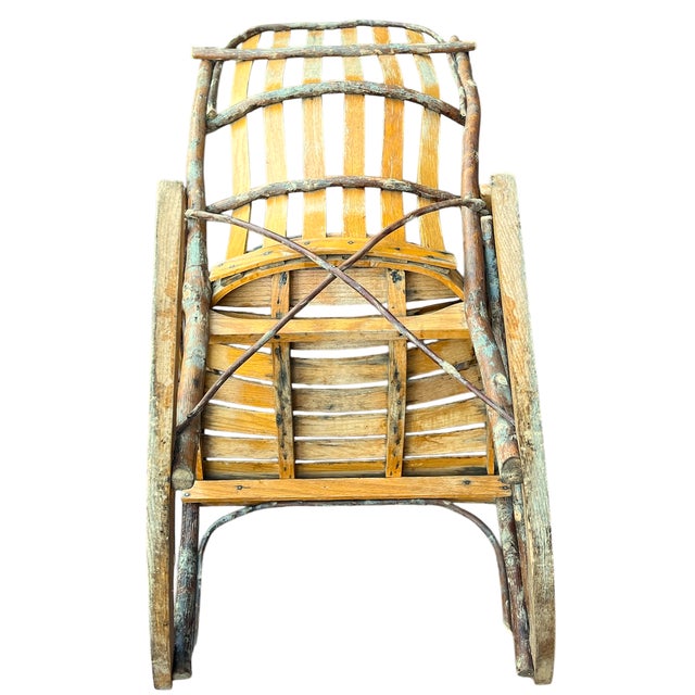 Brown Vintage Amish Handmade Hickory & Oak Bentwood Rocking Chair For Sale - Image 8 of 13