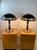 Great Pair of Solid Black Lucite With Incised Three Clear Ring Design Dome Shade Lamps. Designed in The 1970's The Round...