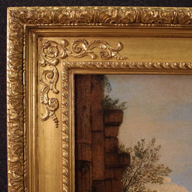 Capriccio with Classical Ruins and Figures, 1730, Oil on Canvas For Sale - Image 4 of 15
