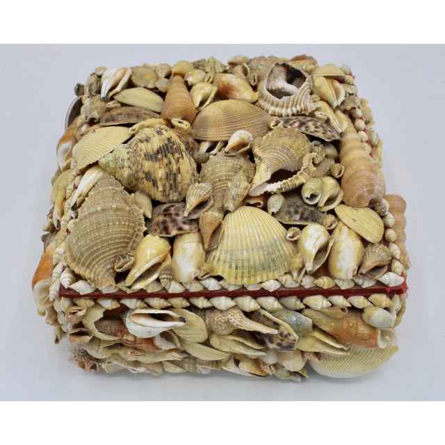 Mid 20th Century Large Vintage Seashell Encrusted Jewelry Box For Sale - Image 5 of 12