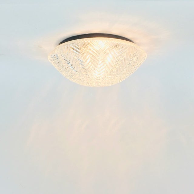 Metal Mid Century Geometric Glass Flush Mount or Wall Light/Sconce From Limburg, Germany, 1970s For Sale - Image 7 of 11