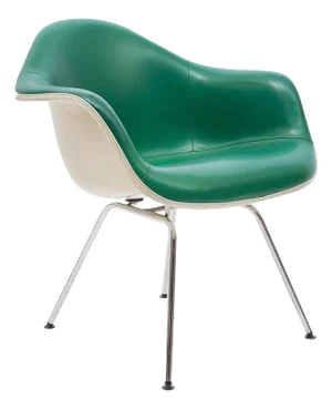 Mid-Century Modern Green Leather Dax Chair by Charles & Ray Eames for Herman Miller, 1960s