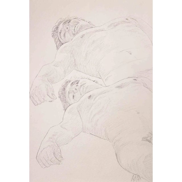 Boys lying down is an original drawing on pencil realized by Anthony Roaland in 1981. Hand-signed and dated by the artist...