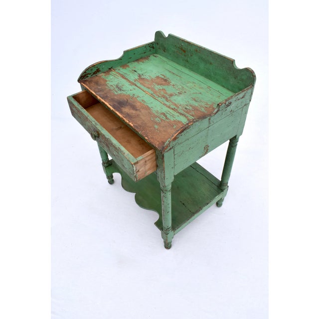 Mid 19th Century Antique Two Tier Wash Stand, Dovetail Joinery, Original Green Paint For Sale - Image 5 of 15