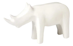 Minimalist Matte White Rhino Sculpture – Modern Ceramic Animal Object