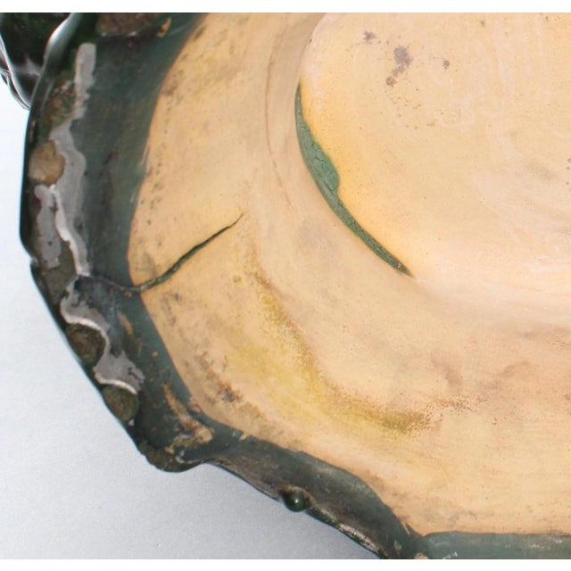 Rare Huge Signed Exhibition Weller Pottery Green Matte Swan Planter Jardiniere For Sale - Image 11 of 11