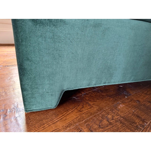 Green 1990s Pair of Vintage Large Scale David Sutherland Slipper Chairs W/ Down Cushions Newly Upholstered in Forest Green Velvet For Sale - Image 8 of 10