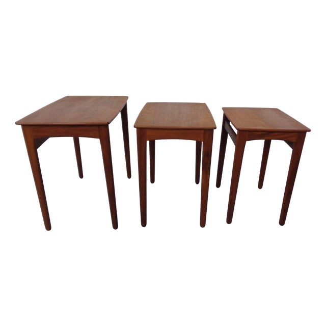 Danish Teak Nesting Tables, 1960s, Set of 3 For Sale