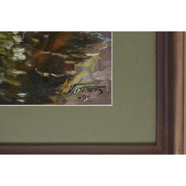 Edgars Vinters, River View, 1992, Oil Painting on Cardboard For Sale - Image 3 of 4